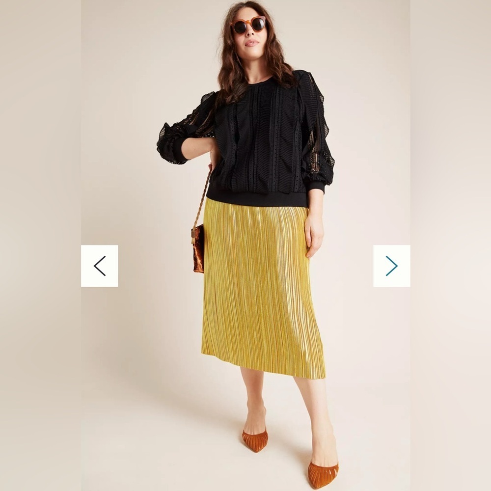 Anthropologie Daniel Rainn Black Lace Pleated Ruffle Blouse Size L - Picture 4 of 12